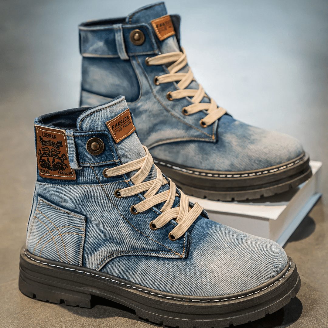 Męskie Skórzane Botki - Sznurowane - Wytrzymała Podeszwa - Casual