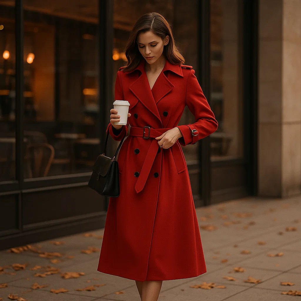 Płaszcz Trench Coat - Podwójne Zapięcie - Klasyczny Styl