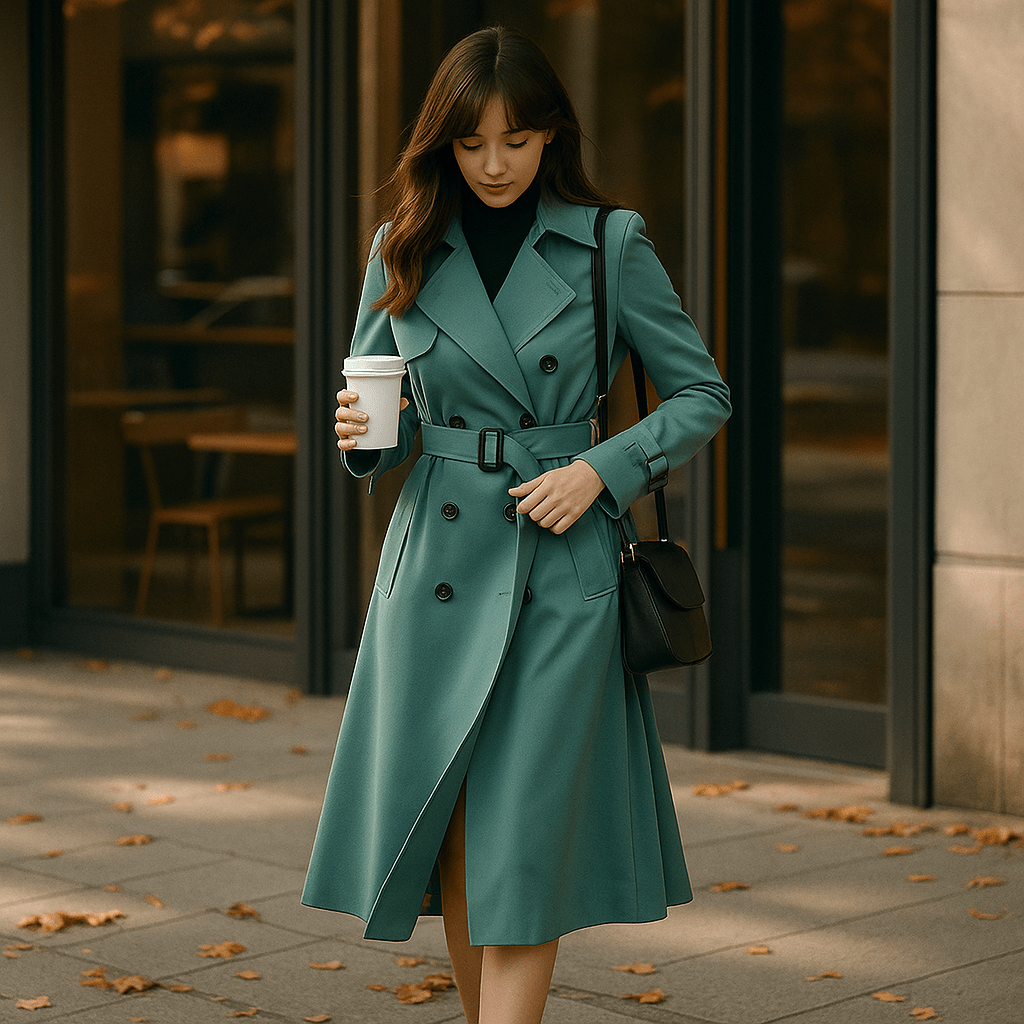 Płaszcz Trench Coat - Podwójne Zapięcie - Klasyczny Styl