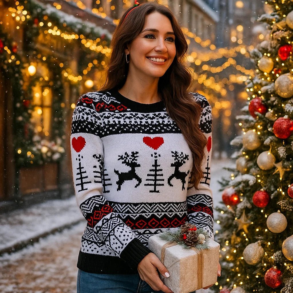 Roosmarie – Świąteczny Sweter z Okrągłym Dekoltem