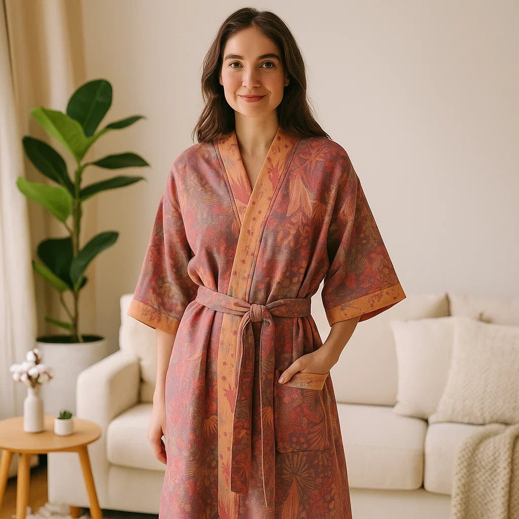 Rosewood Charm – Luksusowy Bawełniany Szlafrok z Ponadczasową Elegancją - vivano - warszawa
