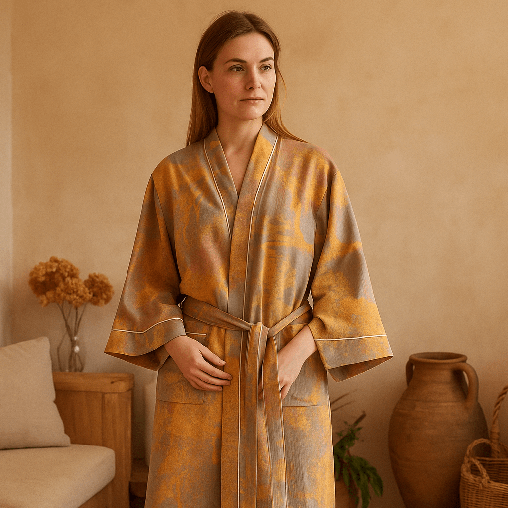 SereniLuxe – Oddychający i Elegancki Szlafrok w Stylu Kimono dla Najwyższego Relaksu