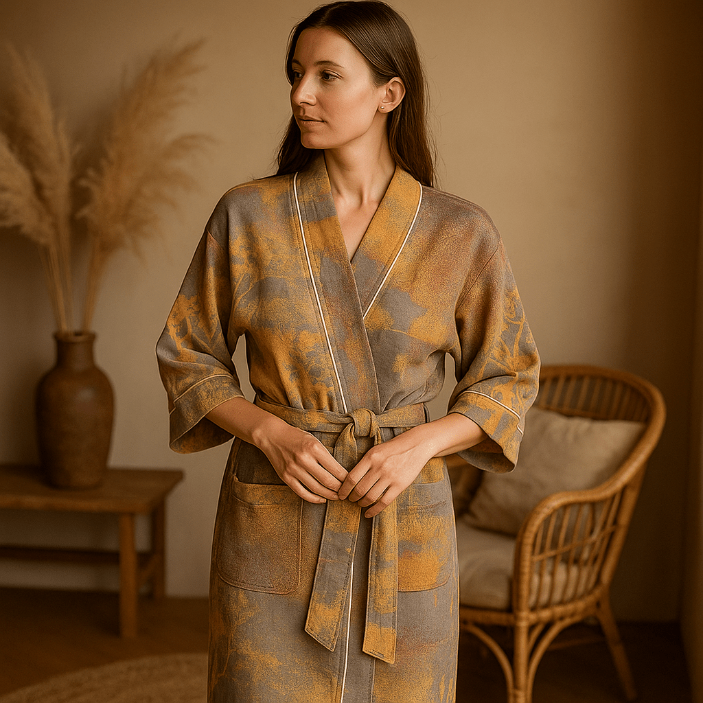 SereniLuxe – Oddychający i Elegancki Szlafrok w Stylu Kimono dla Najwyższego Relaksu
