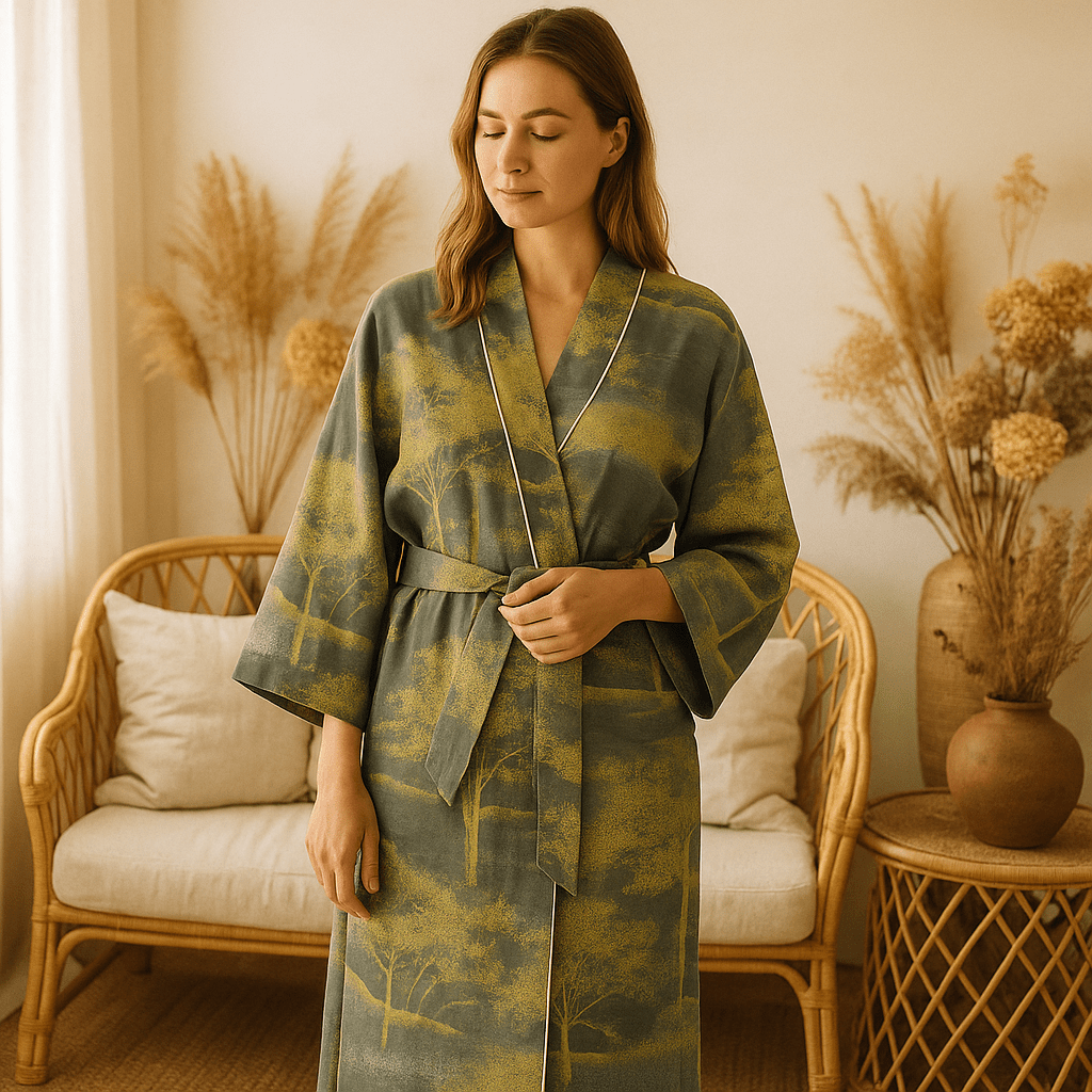 SereniLuxe – Wytworny Bawełniany Szlafrok z Ponadczasowym Eleganckim Akcentem