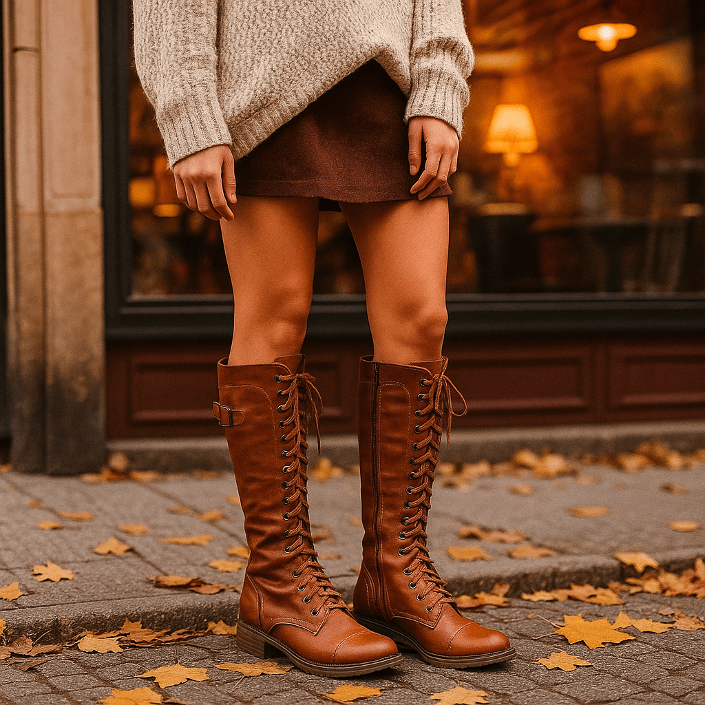 Soraya – Skórzane Botki Damskie za Kolano