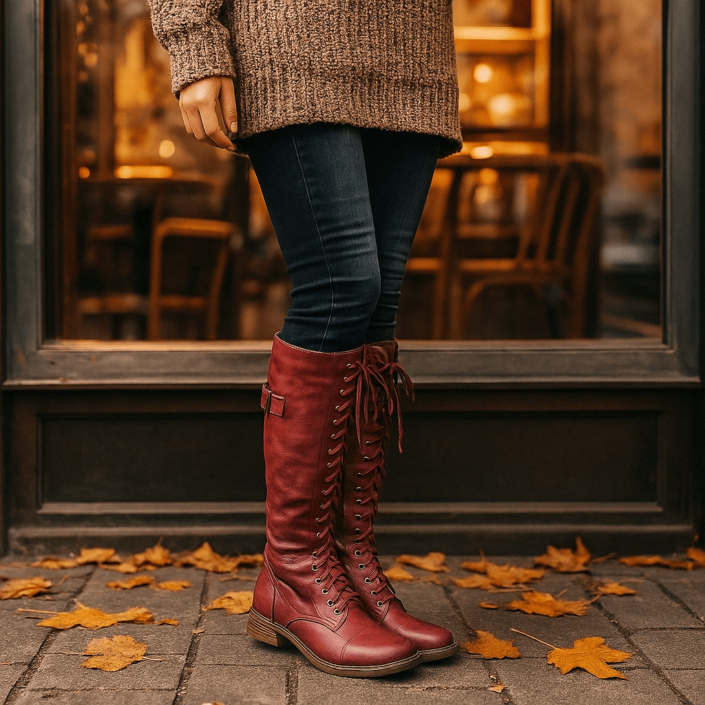 Soraya – Skórzane Botki Damskie za Kolano