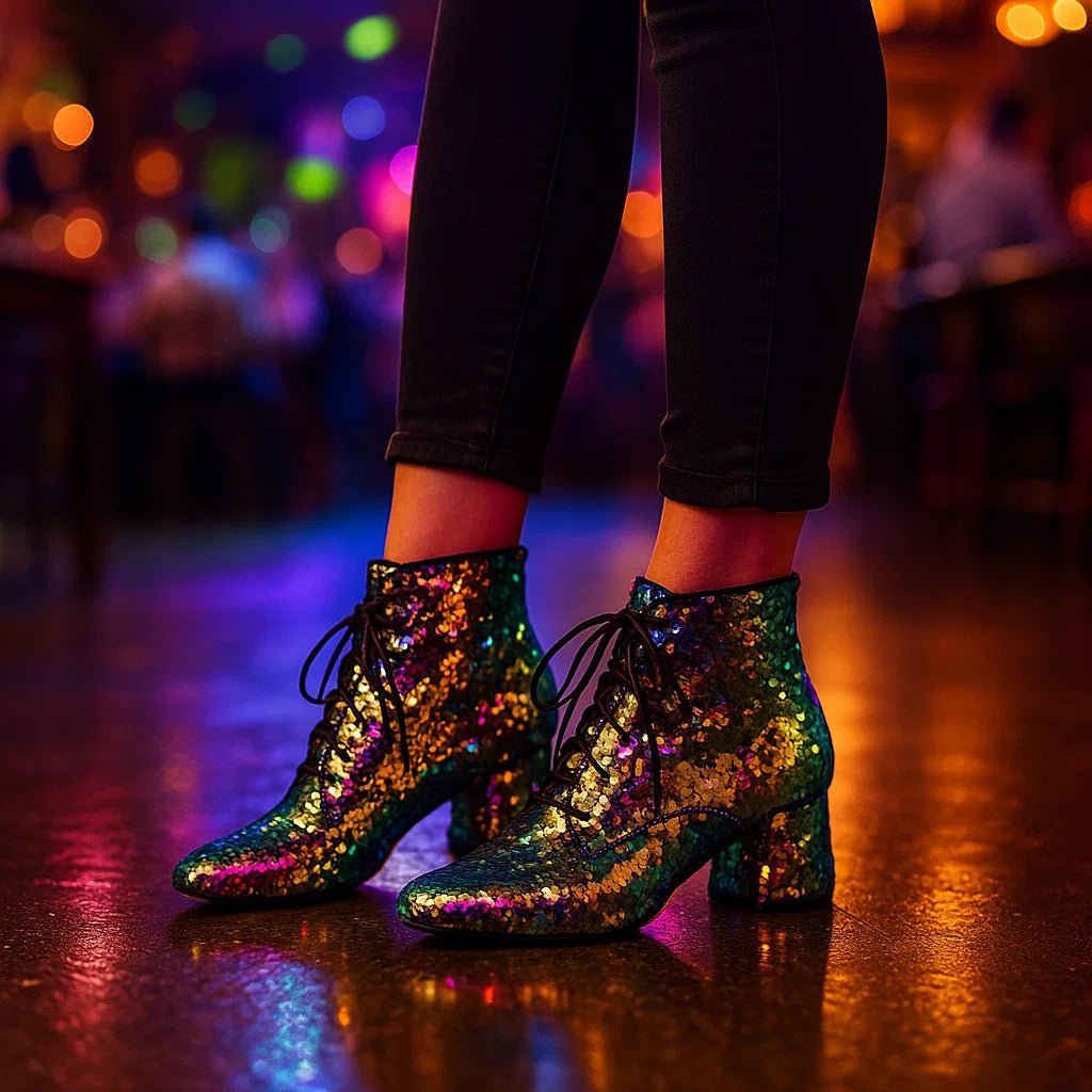 Stilla – Brokatowe Botki z Cekinami - vivano - warszawa