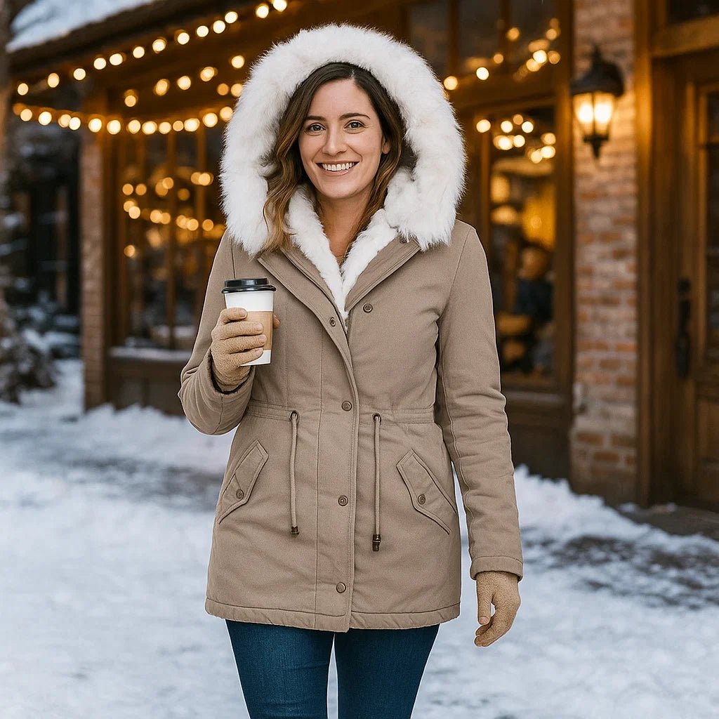 Stilla Elegancka Zimowa Kurtka - Kaptur - Guziki - Ciepła - Stylowa - vivano - warszawa