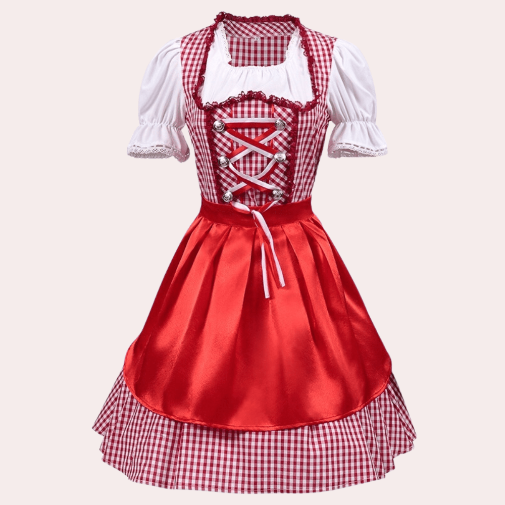 Sukienka Dirndl dla kobiet - Elegancka Czerwona - Wysokiej jakości materiał - Oktoberfest Trachten - vivano - warszawa