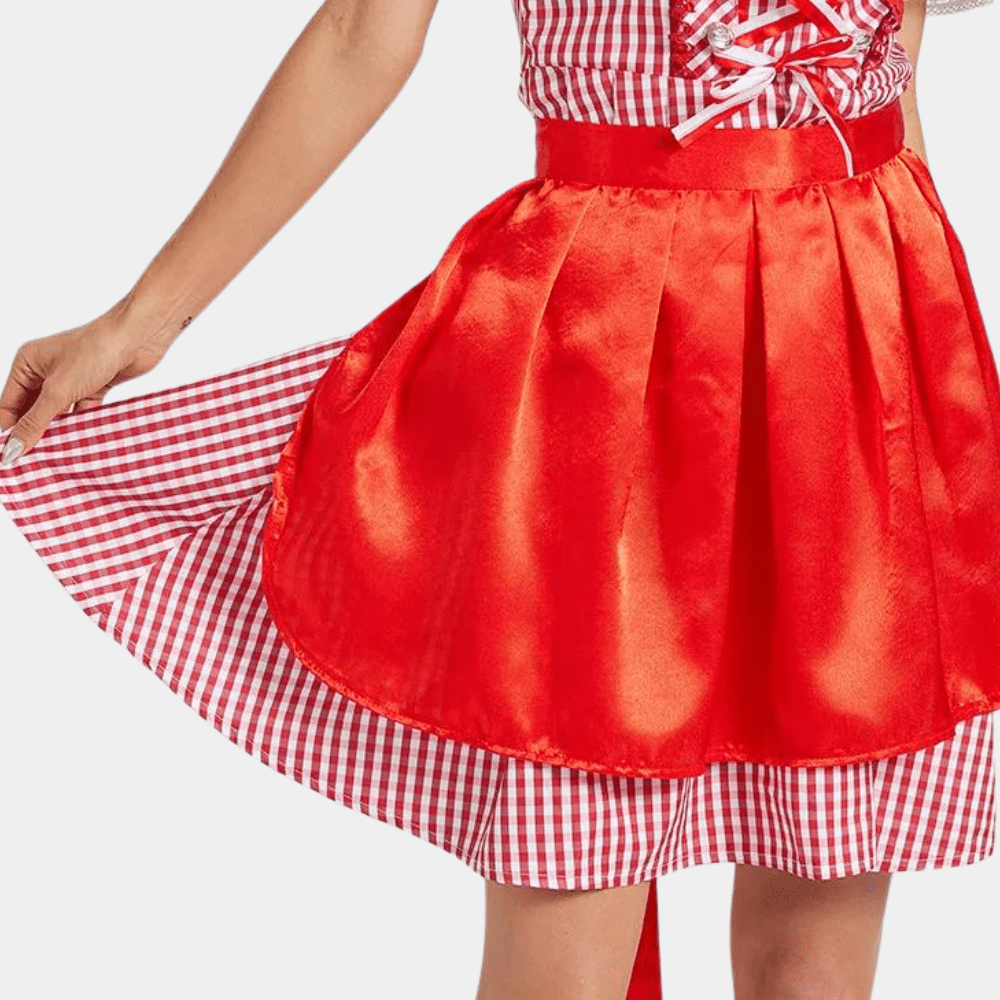 Sukienka Dirndl dla kobiet - Elegancka Czerwona - Wysokiej jakości materiał - Oktoberfest Trachten - vivano - warszawa