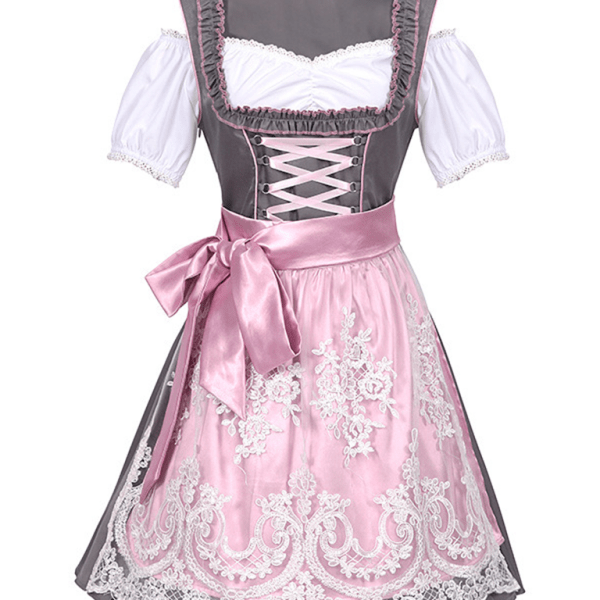 Sukienka Dirndl dla kobiet - Lekki materiał - Różowa kokarda - Festiwal Oktoberfest - vivano - warszawa