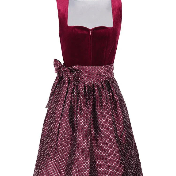 Sukienka Dirndl dla kobiet - Miękki materiał - Elegancka czerwona - Sukienka na Oktoberfest - vivano - warszawa