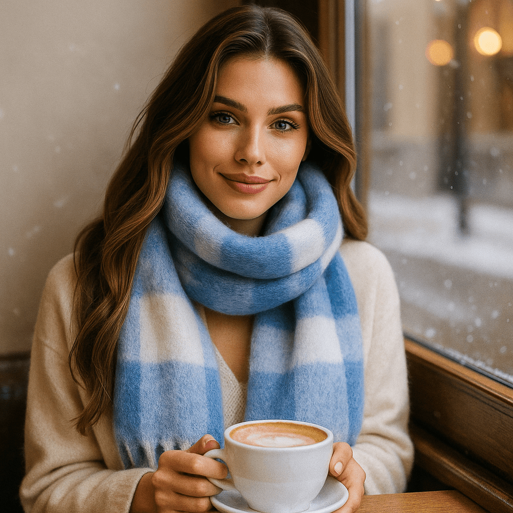 Szalik w Kratę Karminowy – Elegancja, Miękkość i Ciepło