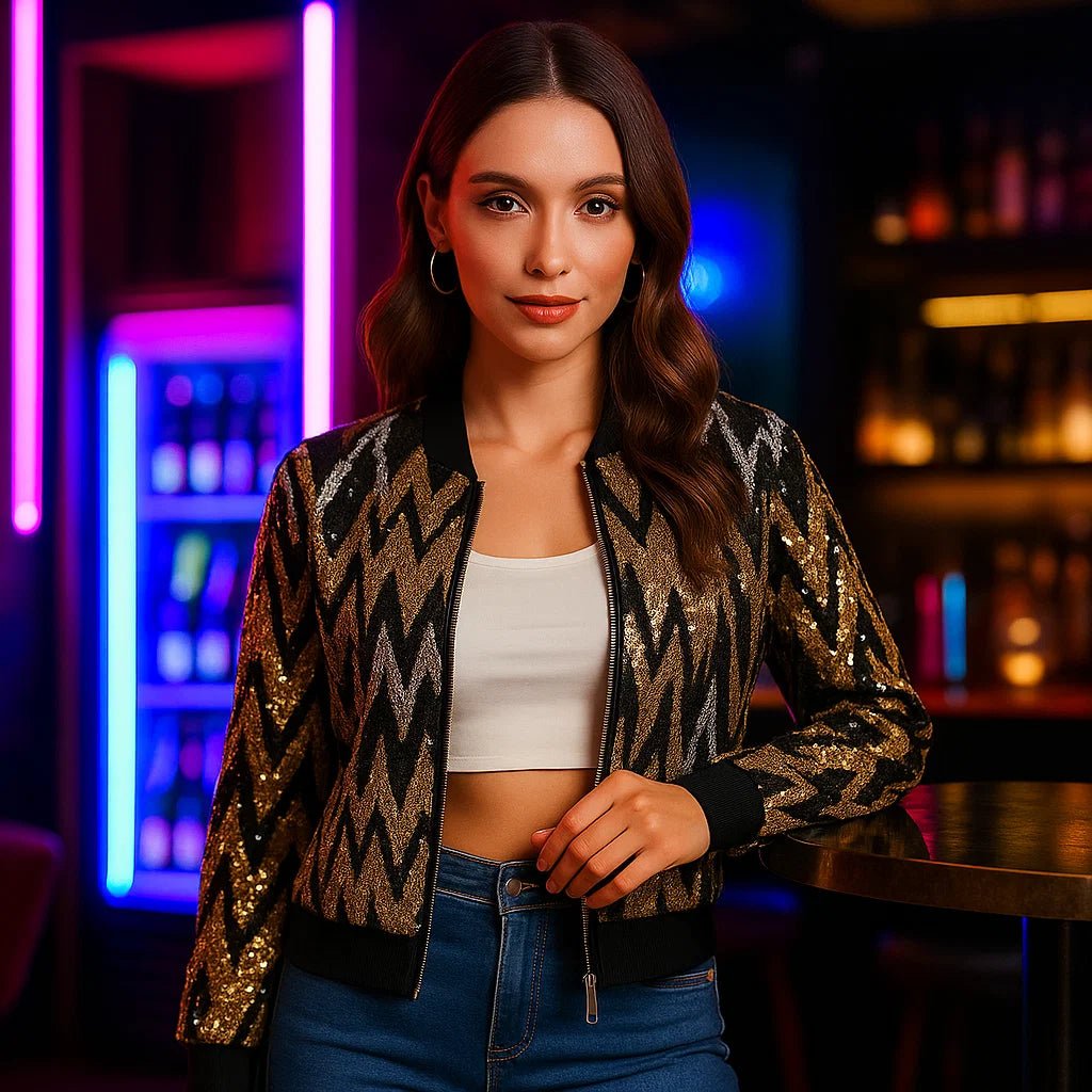 Thea Bomber Jacket - Cekiny - Unikalny Styl - Komfort - vivano - warszawa