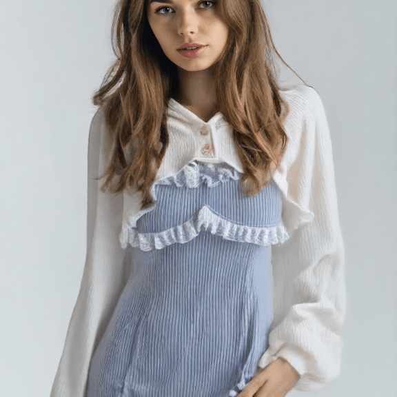 Urocza Sukienka z Długim Rękawem i Koronkowymi Detalami - vivano - warszawa