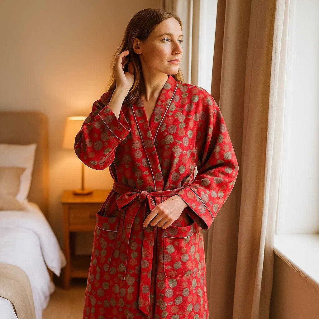 VeluBloom – Luksusowy Szlafrok Bawełniany z Delikatnym Wzorem Żakardowym dla Stylowego Relaksu