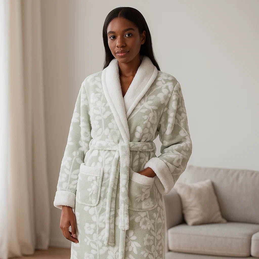 VeluMorn – Elegancki Szlafrok Jacquard z Podwójną Warstwą dla Stylowego Relaksu - vivano - warszawa