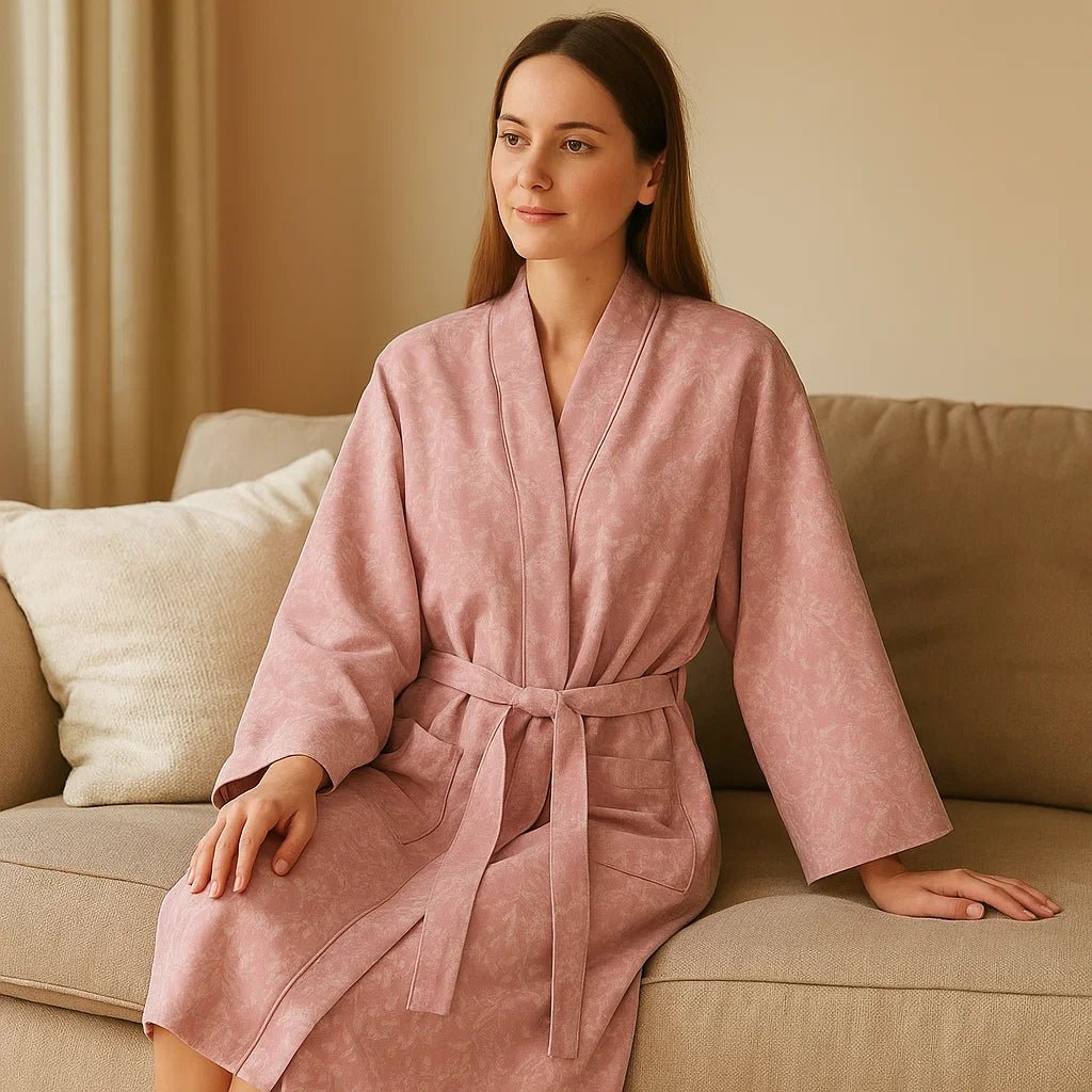 VeluSage – Wyrafinowany Bawełnowy Szlafrok z Detalem Jacquard dla Czystego Relaksu