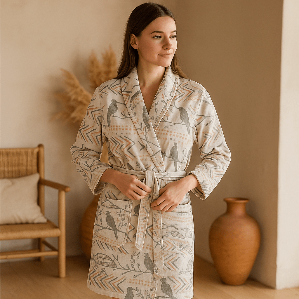 VelvetMorn – Miękki Luksusowy Szlafrok z Mieszanki Bawełny na Relaksujące Chwile