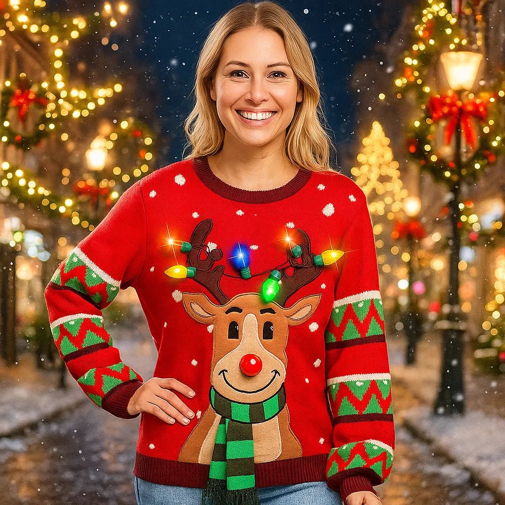 Vivano – Damski Sweter Świąteczny ze Świecącym Reniferem