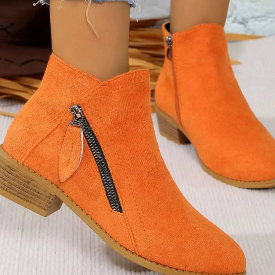 Zamszowe Botki na Zipper - Styl Chic i Niezrównany Komfort - vivano - warszawa