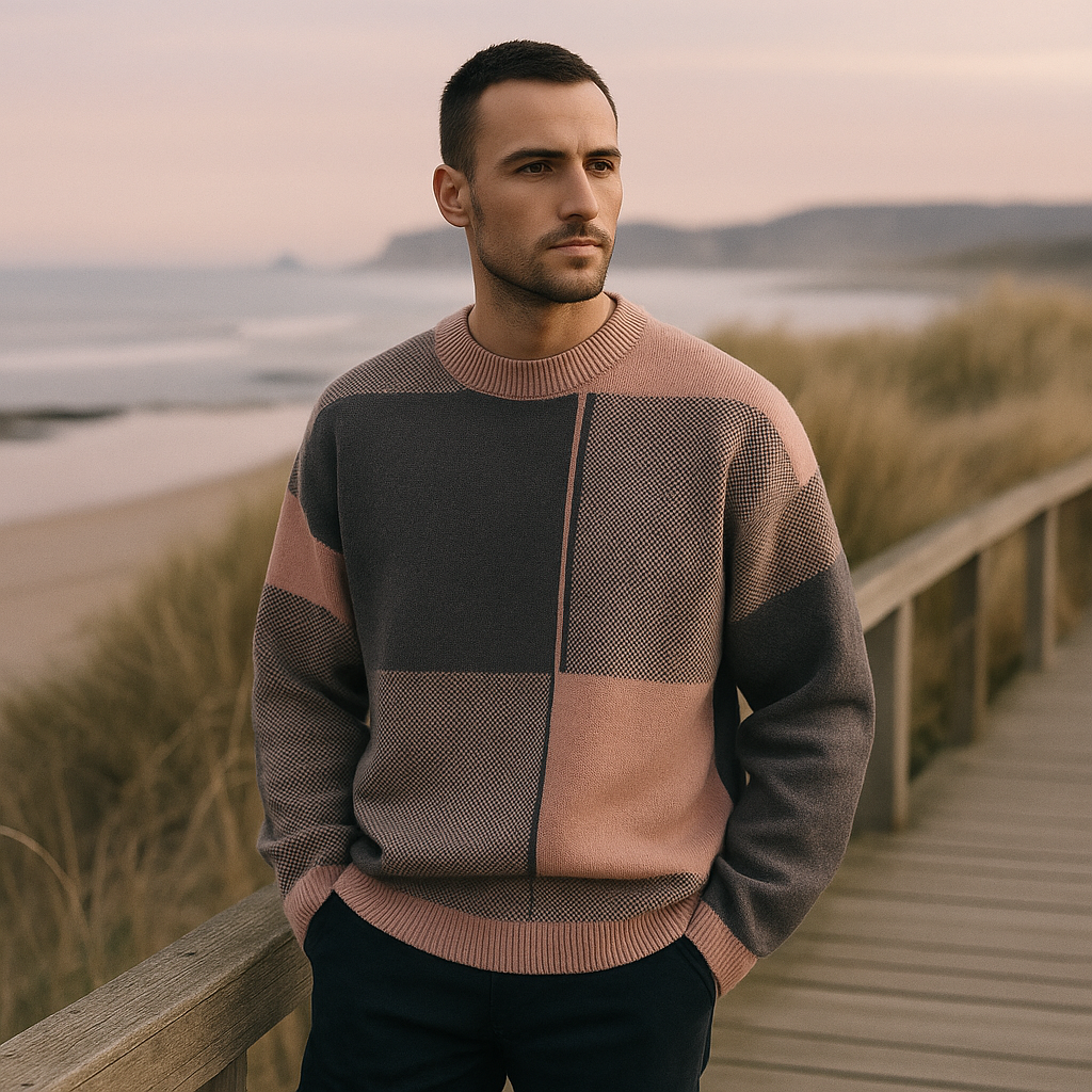 Ciepły męski sweter - Miękka dzianina - Klasyczny krój