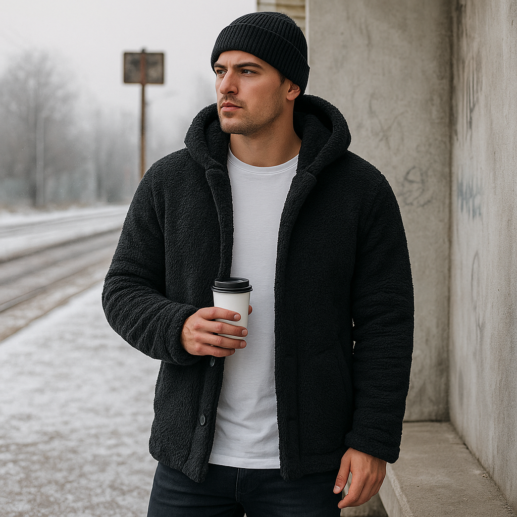 Bluza z kapturem z polaru - męska - ciepła i miękka