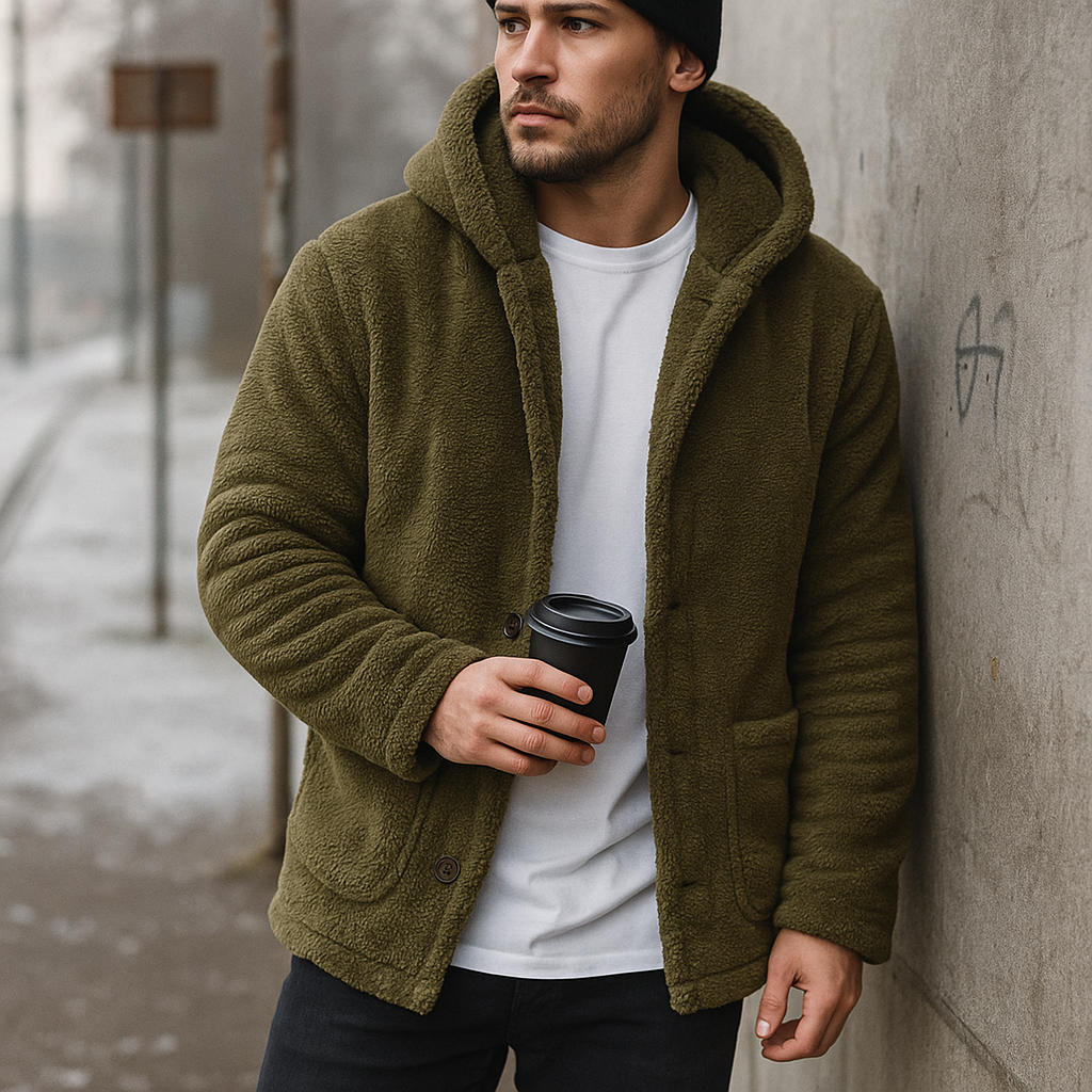 Bluza z kapturem z polaru - męska - ciepła i miękka