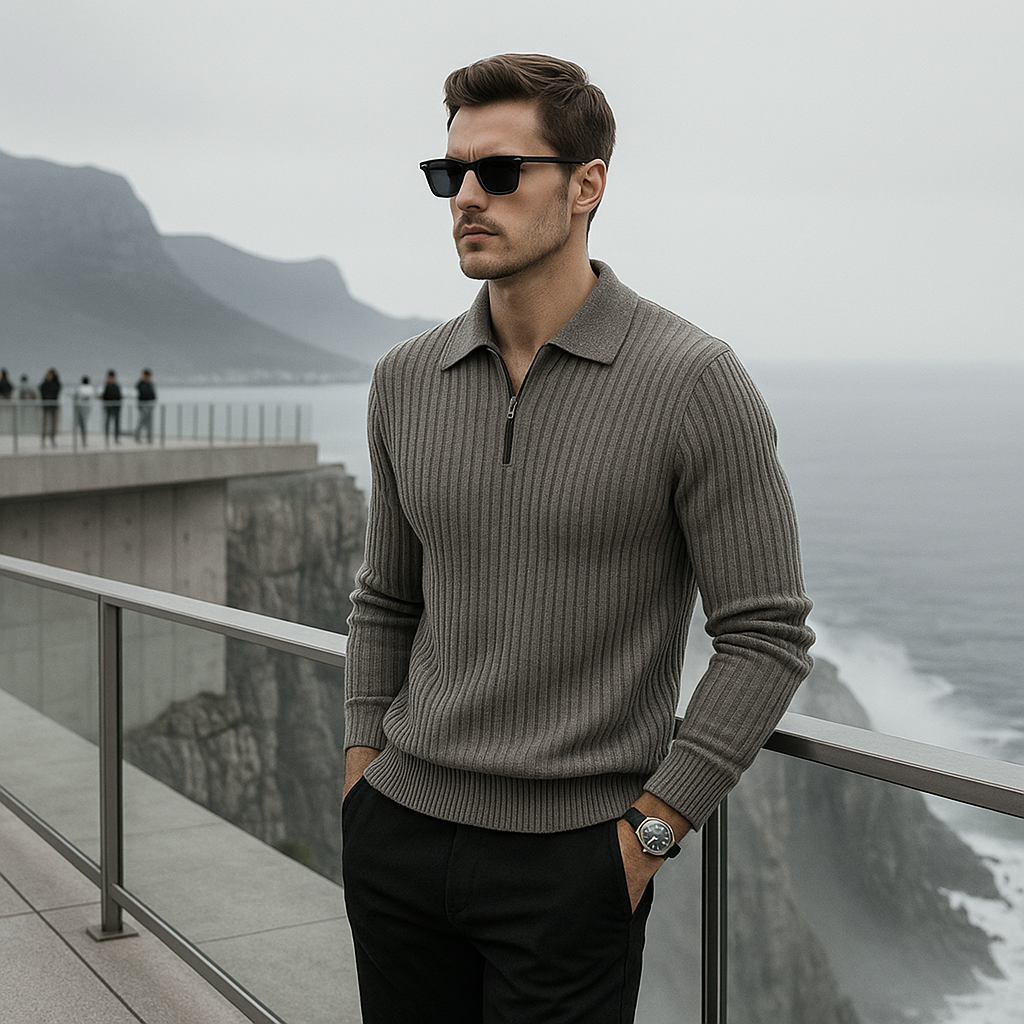 Premium Męski Sweter - Kołnierzyk Polo - Miękki - Komfortowy