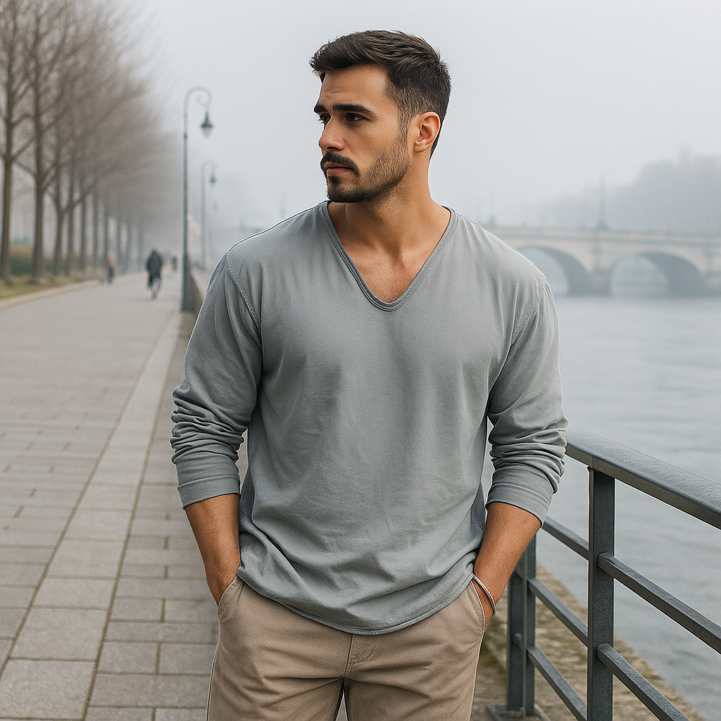 Luźny sweter męski - oversize - długi rękaw