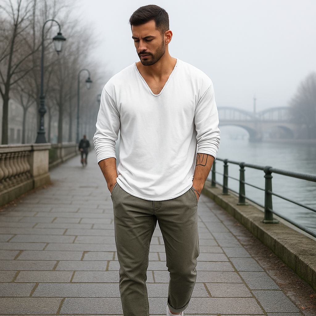 Luźny sweter męski - oversize - długi rękaw