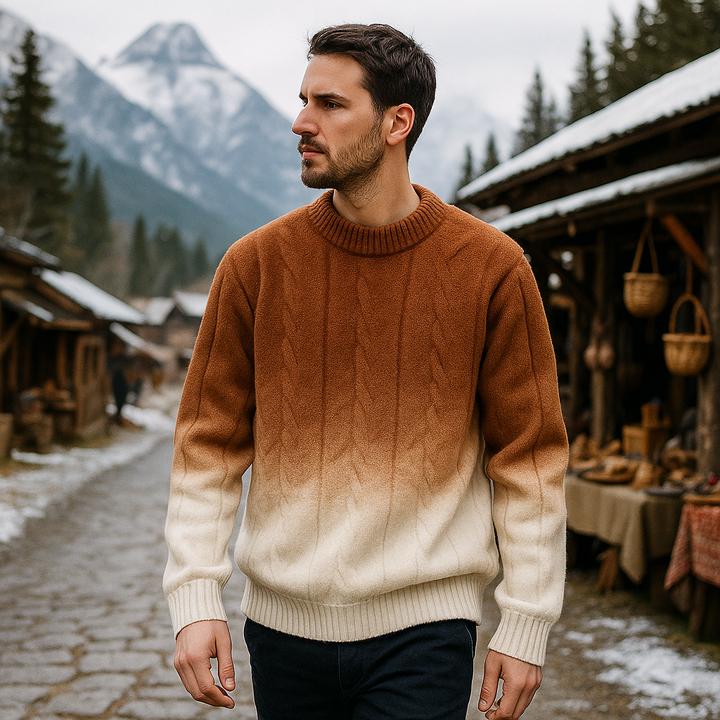 Męski sweter - gradientowy wzór - na co dzień