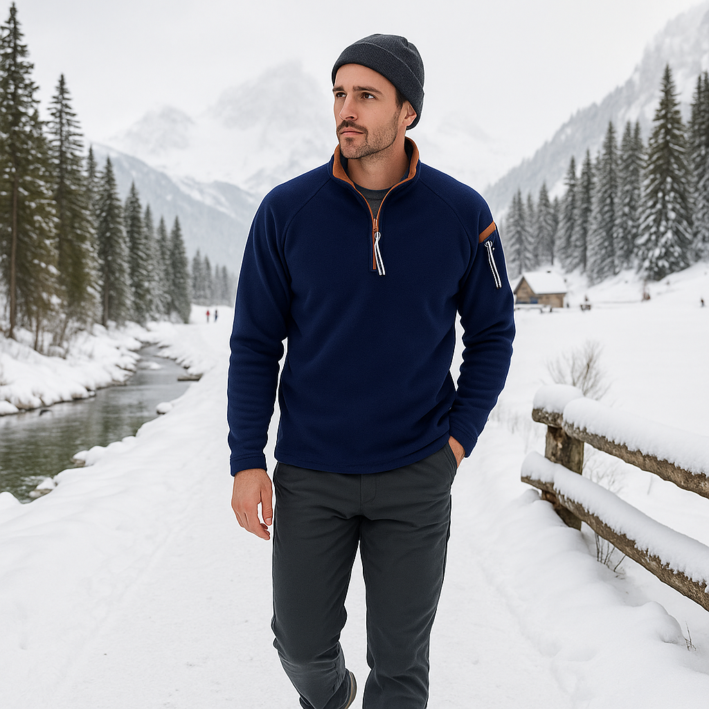 Męski sweter kołnierz stojący - zamek błyskawiczny - ciepły - elegancki