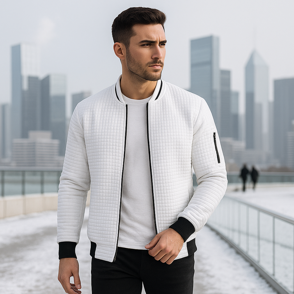 Męski sweter z zamkiem błyskawicznym - ciepły - wygodny - na zimę