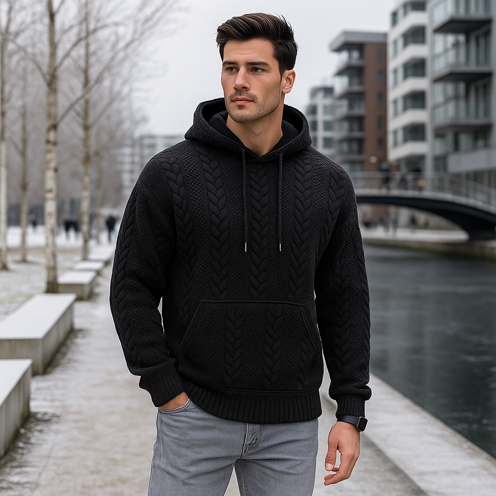Męska bluza z kapturem - ocieplana - ciepła - na zimne dni