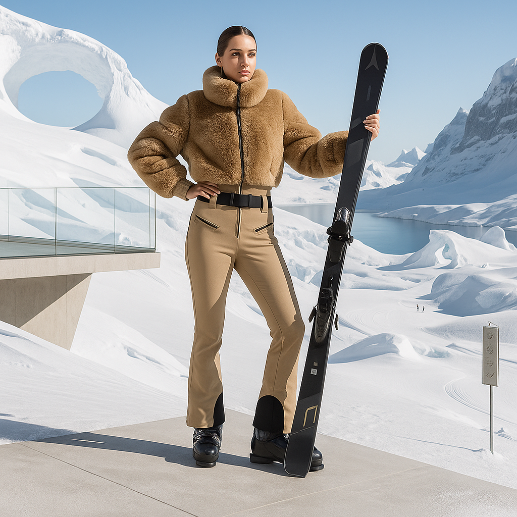 Jednoczęściowy kombinezon narciarski damski - sztuczne futro