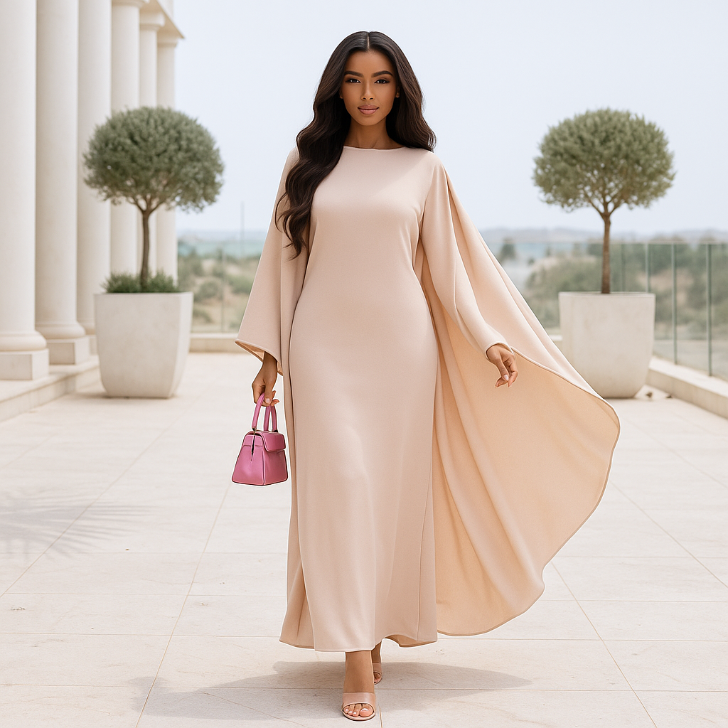 Sukienka wieczorowa maxi Marleen z efektowną peleryną