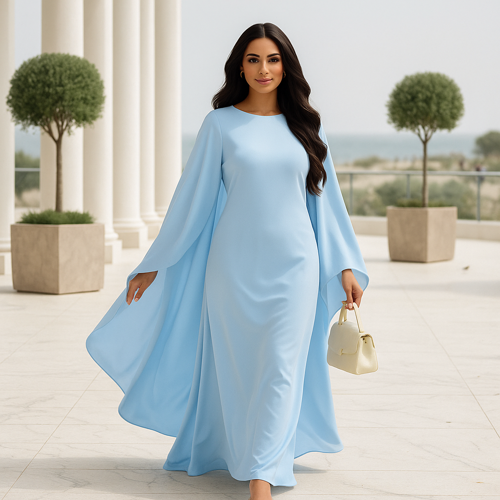 Sukienka wieczorowa maxi Marleen z efektowną peleryną