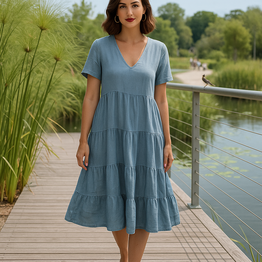 Rieke - Zwiewna sukienka - Dekolt w serek