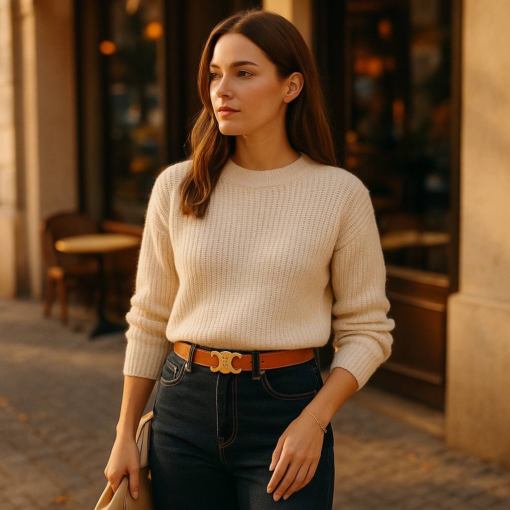 Vivano – Elegancki Damski Pasek ze Złotą Klamrą