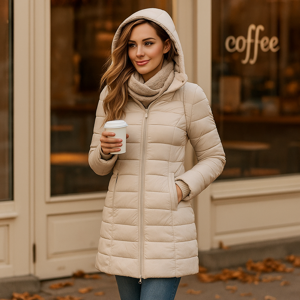 Vivano – Modny Długi Płaszcz z Miękką Podszewką i Kapturem