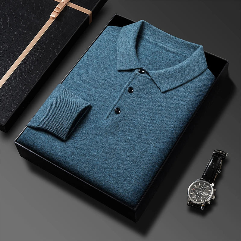 Męski sweter polo - wysokiej jakości - klasyczny - elegancki