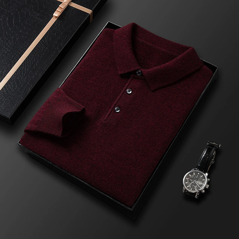 Męski sweter polo - wysokiej jakości - klasyczny - elegancki