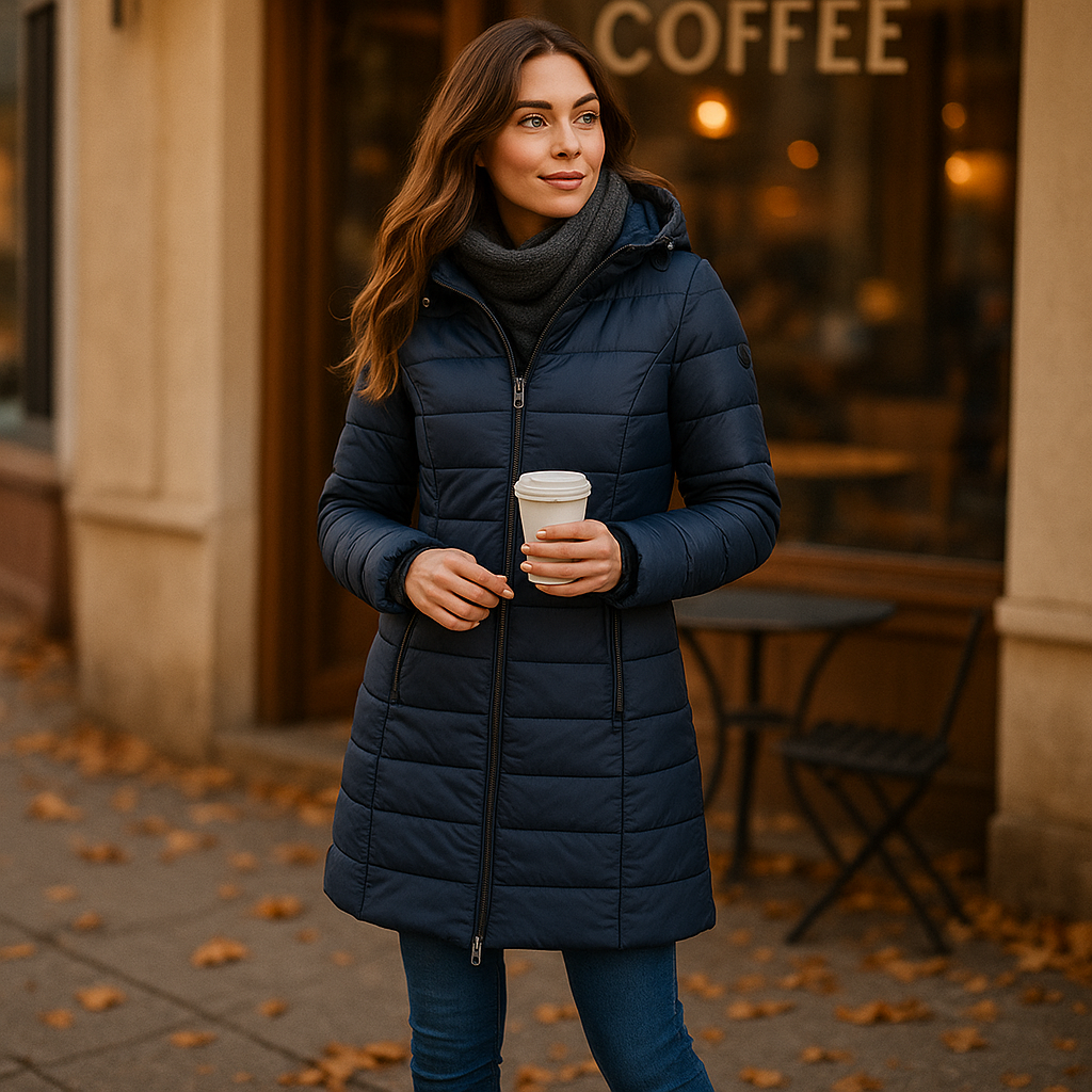 Vivano – Modny Długi Płaszcz z Miękką Podszewką i Kapturem