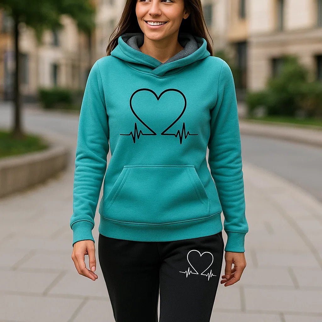 Aktywny zestaw dresowy dla kobiet - Heartbeat - Legginsy - Bluza - Fitness