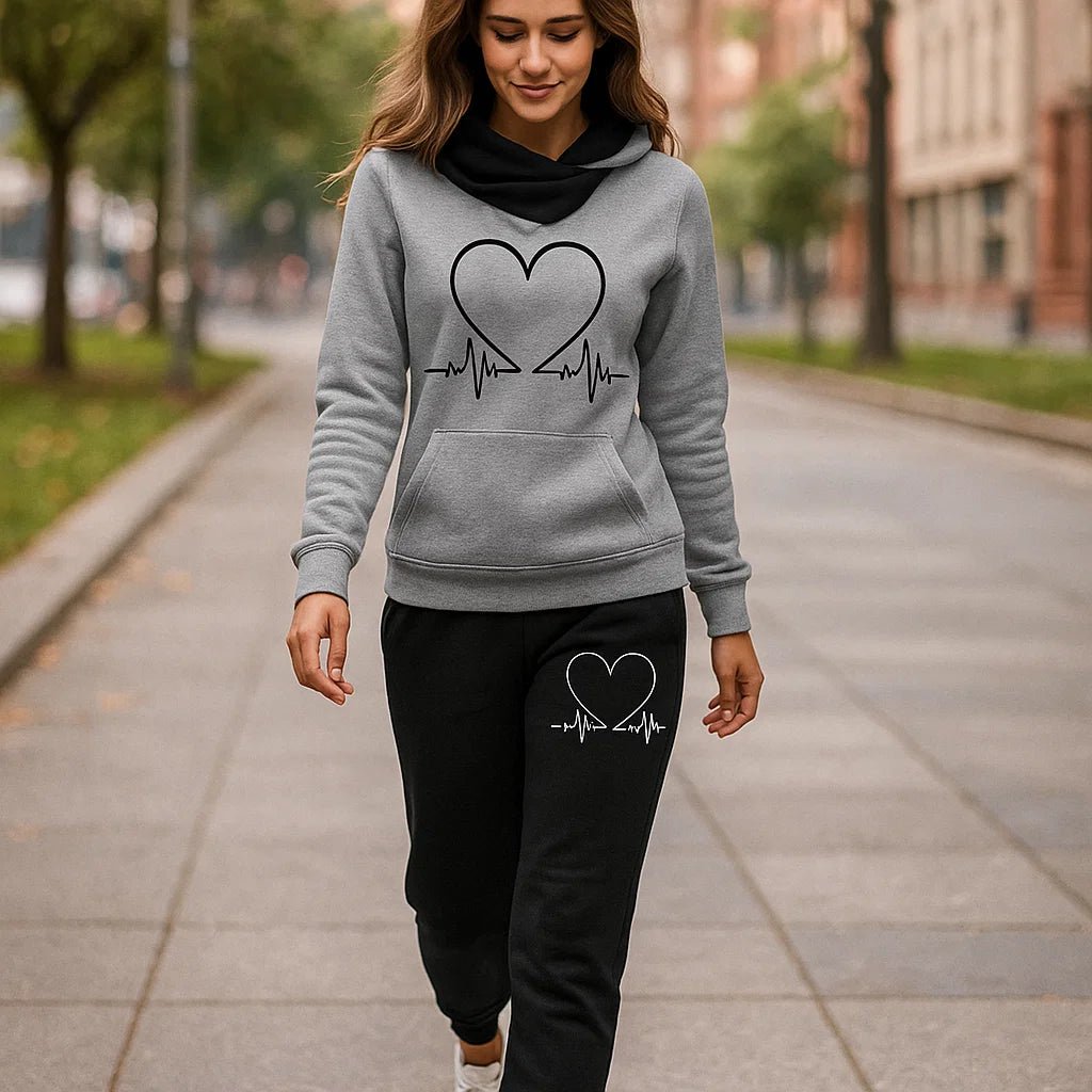 Aktywny zestaw dresowy dla kobiet - Heartbeat - Legginsy - Bluza - Fitness