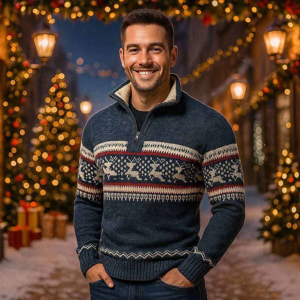 Austin – Męski Sweter Świąteczny z Zamkiem