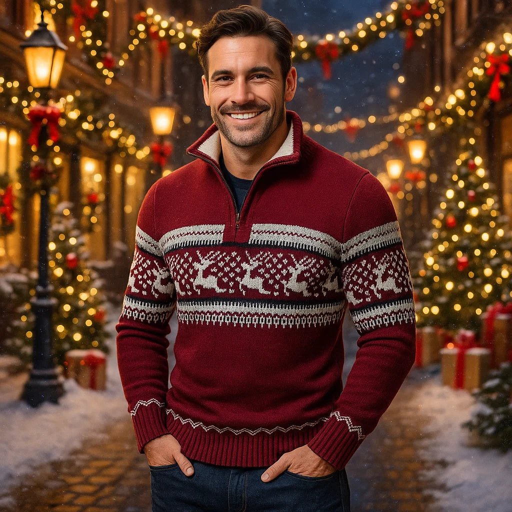 Austin – Męski Sweter Świąteczny z Zamkiem