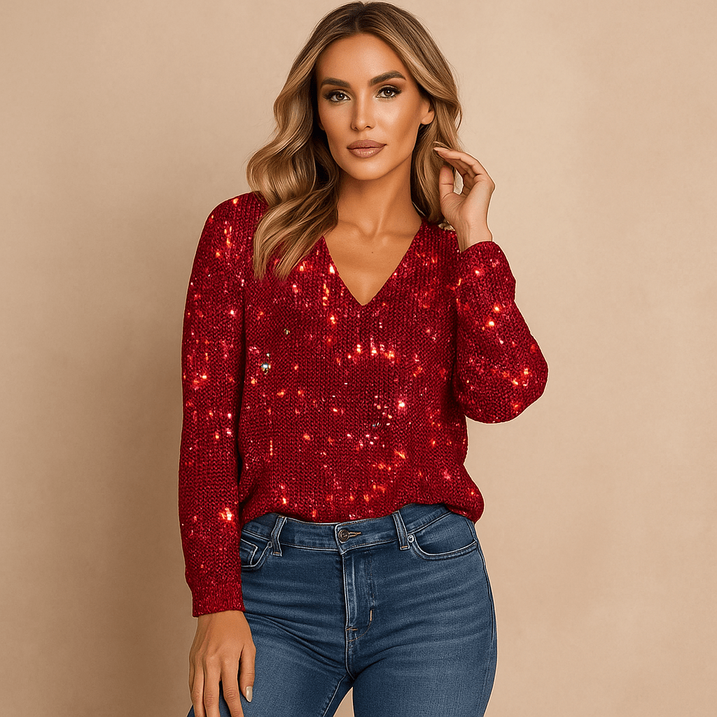 Błyszczący Jersey - Dekolt w kształcie V - Elegancki Komfort - vivano - warszawa