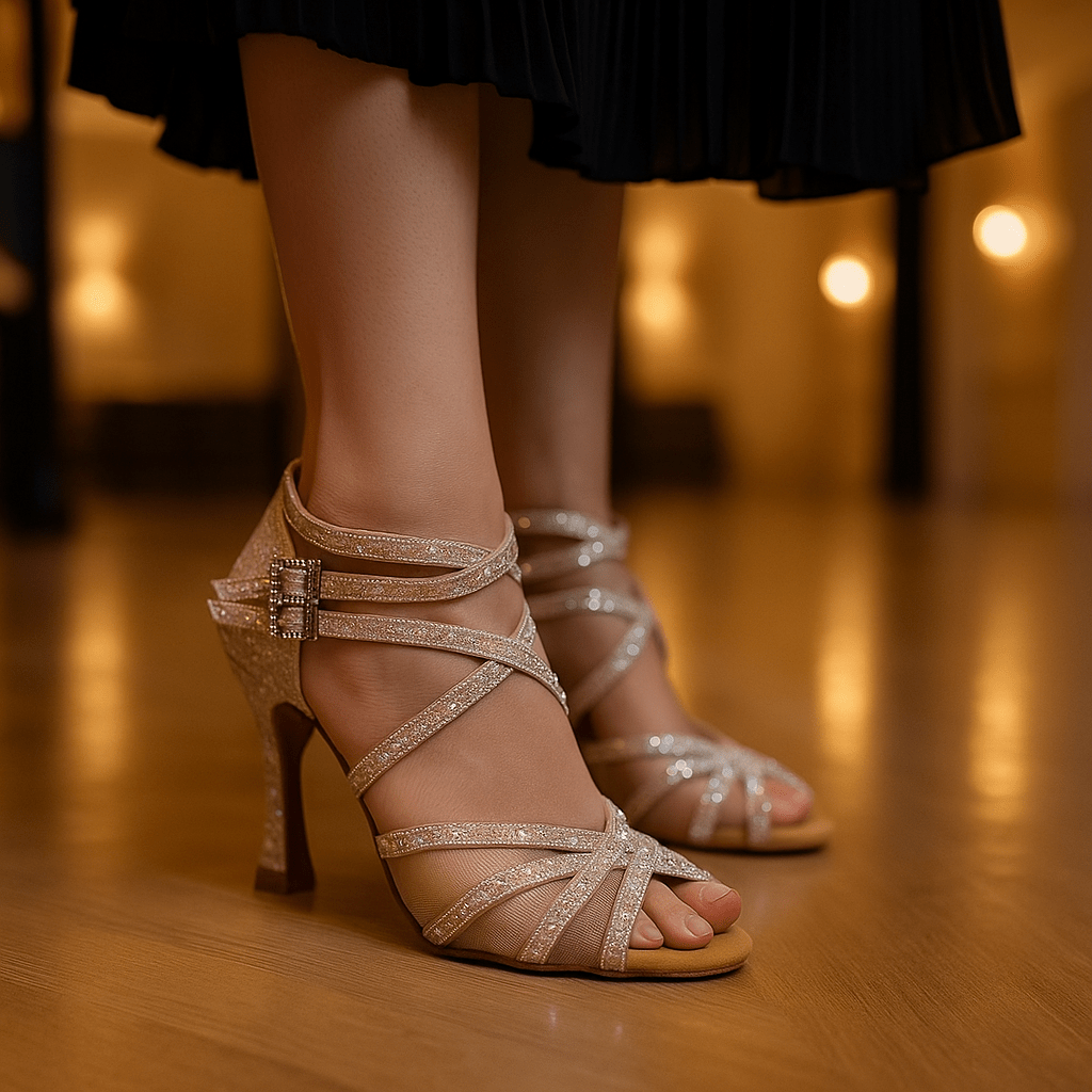 Buty salsa damskie złote z cekinami i obcasem - vivano - warszawa